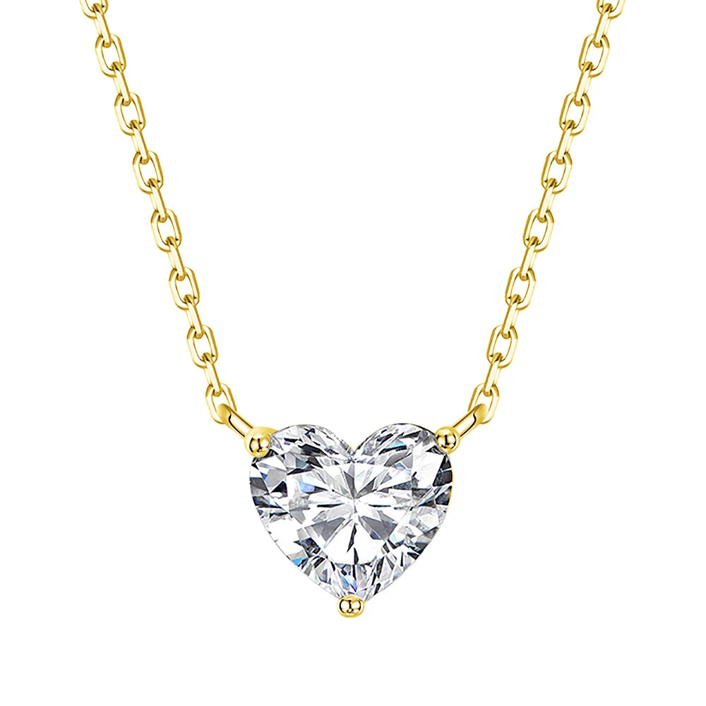 1-3Carat Heart Cut Moissanite Pendant Necklace for Woman S925 Silver Plated 18k Gold Solitaire Diamond Neckchain Certified