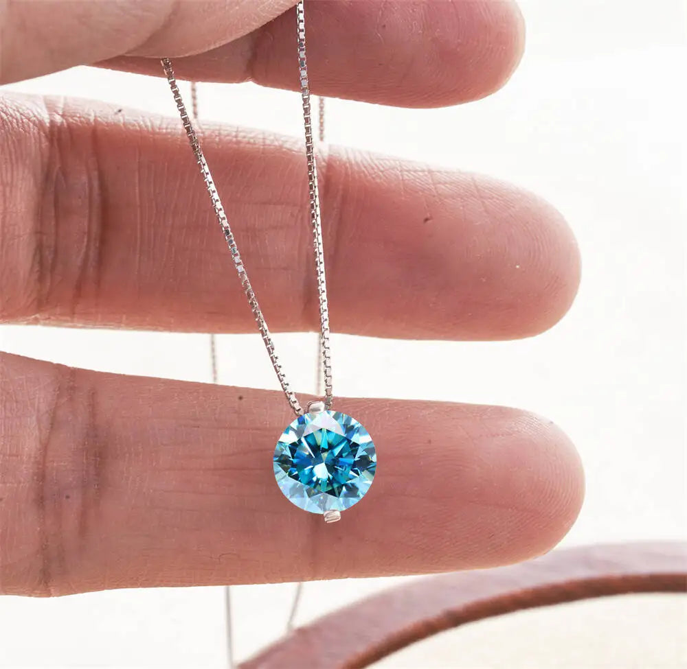 2CT D Color Moissanite Simple Pendant Necklace With Certificate 925 Sterling Silver Women Necklace Fine Jewelry Gift For Wedding