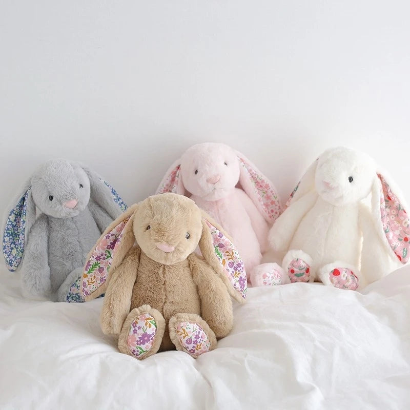 30cm Bonnie Rabbit Floral Ears Plush Toys Cartoon Stuffed Bunny Dolls Children's Room Decor Toy Soft Birthday Gifts For Girl
