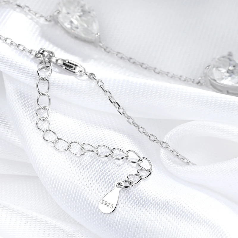 Smyoue Gradient Moissanite Necklace for Women 3 Gems Pear Cut Certified Luxury Pendant Lab Diamond Jewelry Sterling Silver 925
