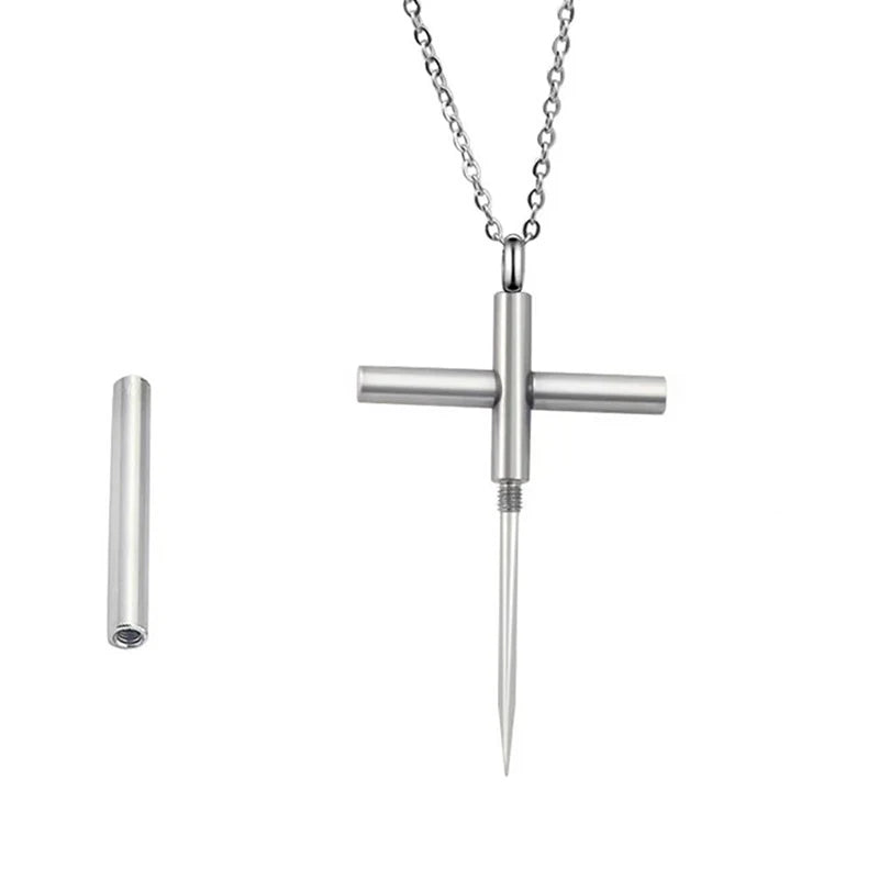 1PCS メタルクロスネックレス メンズ ファッション ジュエリー ペンダント EDC ガジェット 男性 女性 ギフト マルチツール
