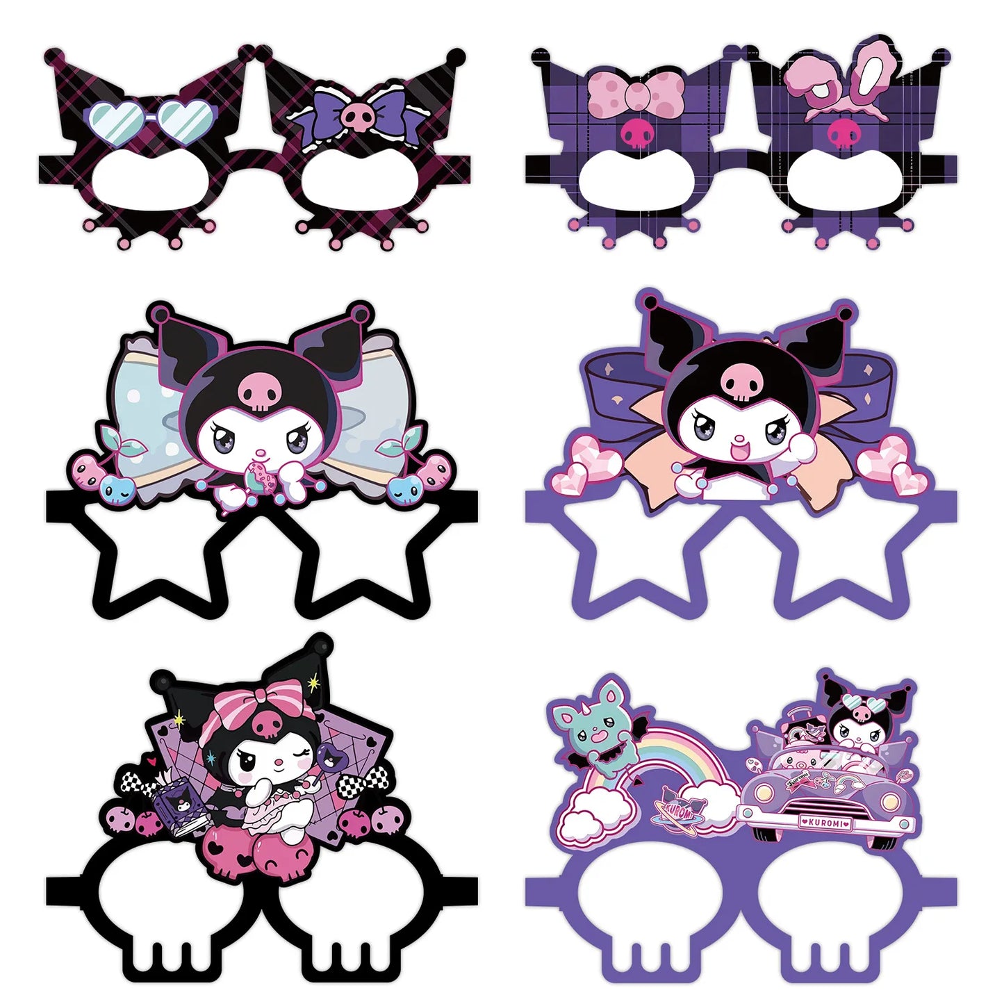 12Pcs/set Kuromi glasses Party Decoration Set Birthday Gift Party Halloween cute Accessories Favorite Ornament for girl cosplay