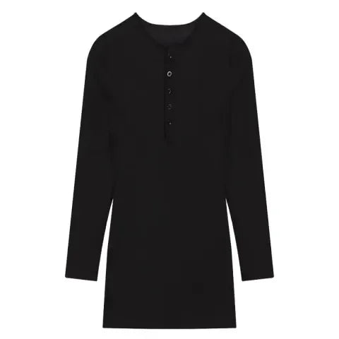 Slim Fit Long Sleeve Knitted Mini Dress Underwear Black Lace Girl Early Autumn New Style Base Layer Knit Dress Short Skirt