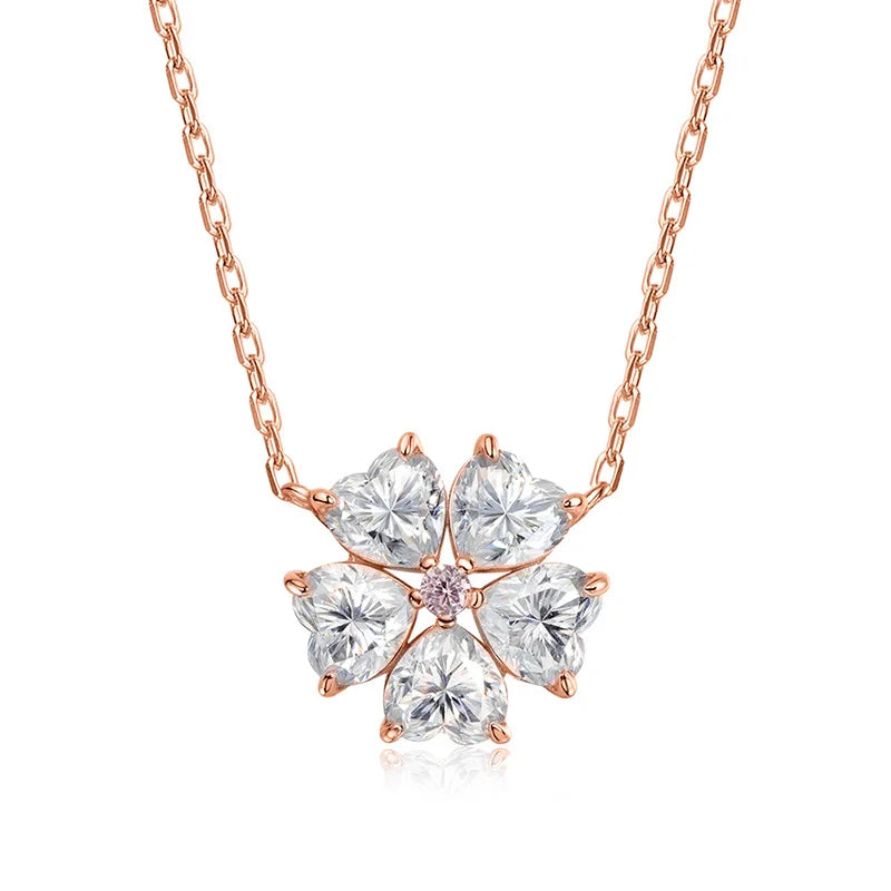 Smyoue 5*5mm Heart Cut Certified Moissanite Necklace Pendant 18k Plated Girls Wedding Jewelry 100% Real 925 Pure Silver Chain