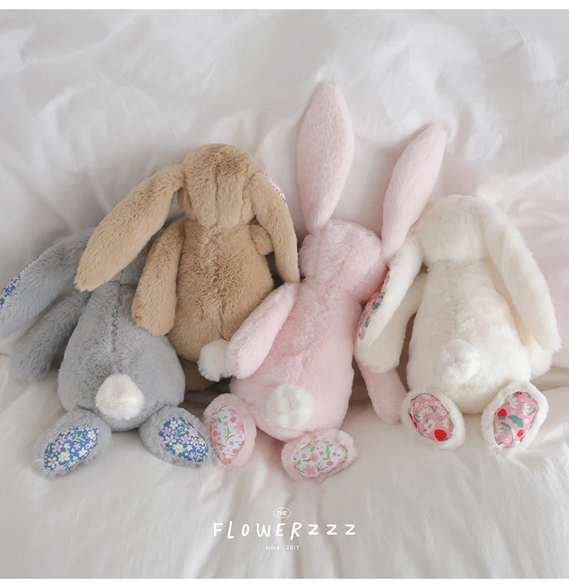 30cm Bonnie Rabbit Floral Ears Plush Toys Cartoon Stuffed Bunny Dolls Children's Room Decor Toy Soft Birthday Gifts For Girl