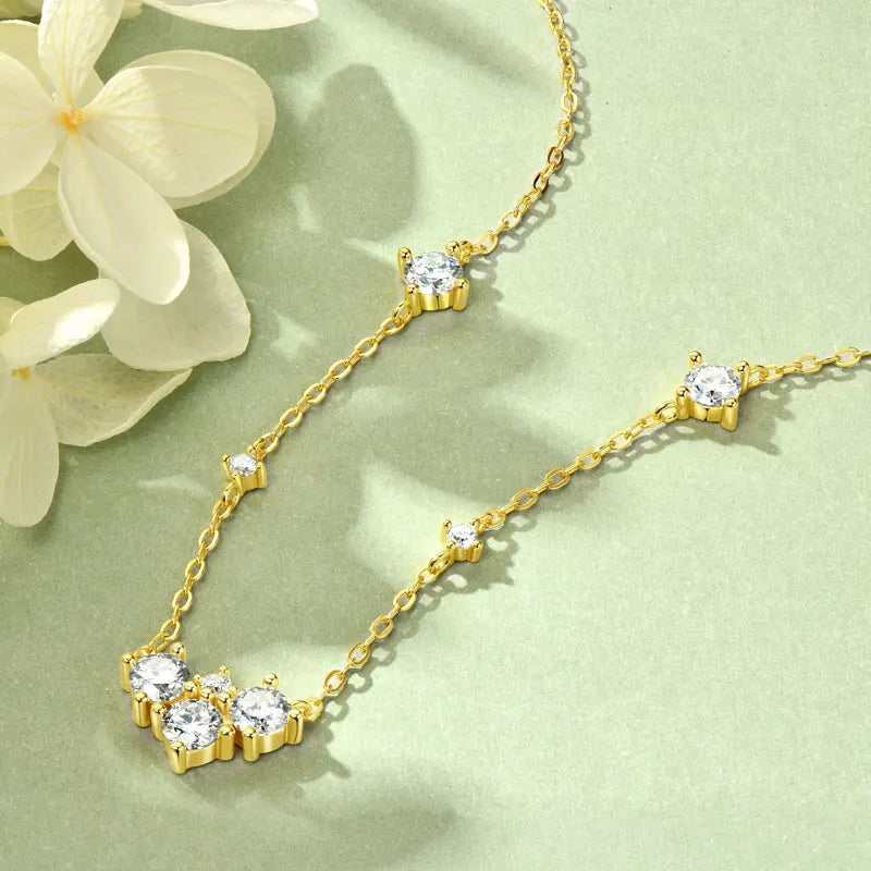 RAPRGOLD GRA Certified Full Round Moissanite Diamond Pendant Necklace for Women S925 Sterling Silver Fine Jewelry Gift Collares