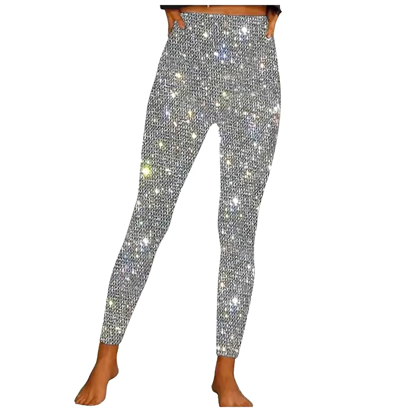 Women Sequin Leggings High Waist Bottoming Trousers Fashion High Waist Party Nightclub Leggings Sexy Ladies Slim Long Pants