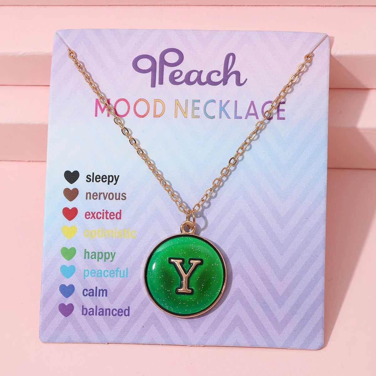 Fashionable Temperature-Sensitive Color-Changing 26 Letters Pendant Necklace Zinc Alloy Mood Regulation Chain Jewelry Accessory