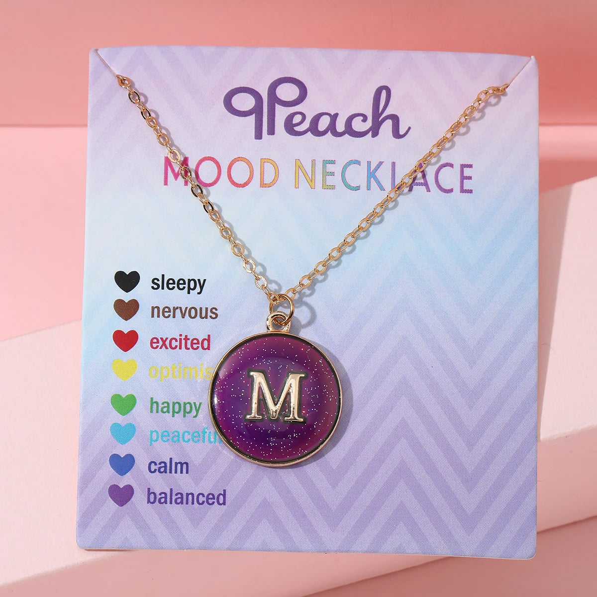 Fashionable Temperature-Sensitive Color-Changing 26 Letters Pendant Necklace Zinc Alloy Mood Regulation Chain Jewelry Accessory