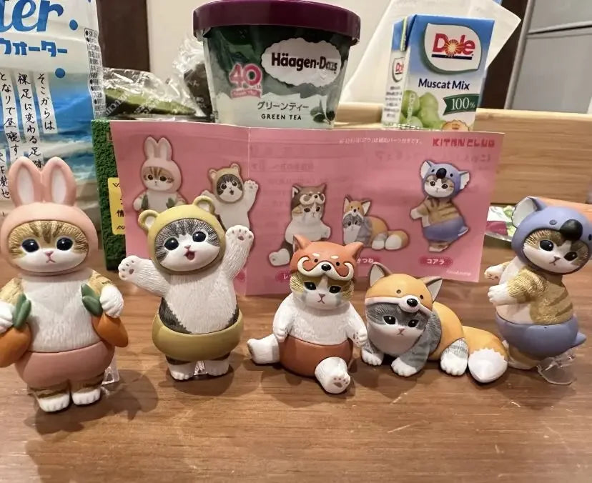 4cm Mofu Cat sands Action Figure Collection Set Animal Headgear Doll Kawaii Cute PVC Model Desktop Decoration Crafts Gifts Toys