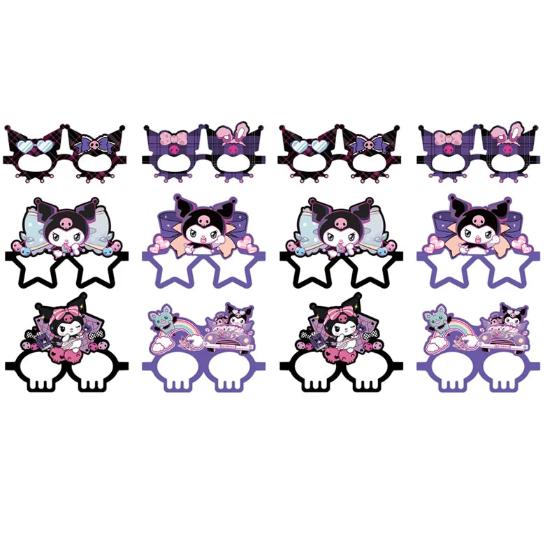 12Pcs/set Kuromi glasses Party Decoration Set Birthday Gift Party Halloween cute Accessories Favorite Ornament for girl cosplay