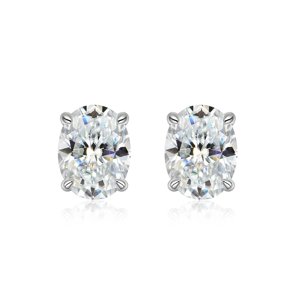 1-4CT Oval Moissanite Stud Earrings for Women Men Certified Lab Grown Diamond Solid 925 Silver Plated 18k Gold Ear Studs Jewelry
