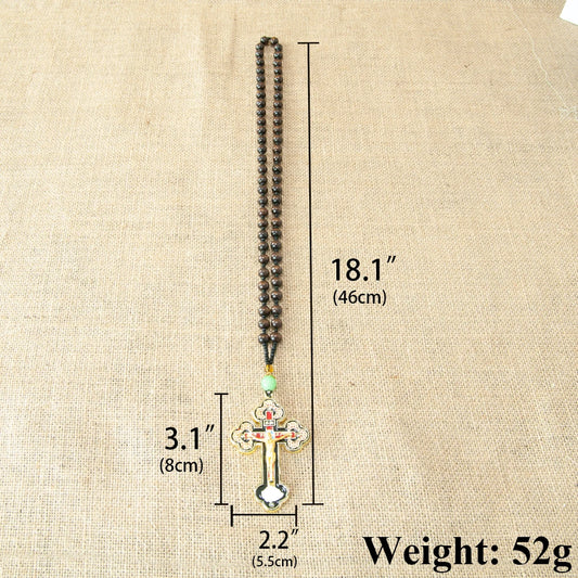 カトリックのロザリオネックレス、イエスの十字架、宗教的な十字架ペンダントチェーンジュエリー、男女兼用、キリスト教の信仰の贈り物