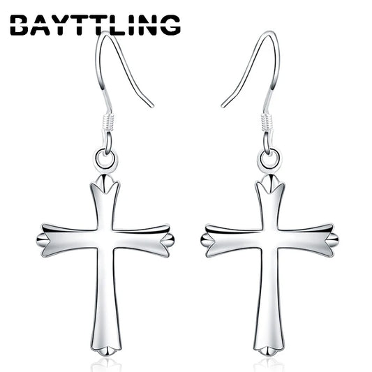 42MM 925スターリングシルバー 絶妙なクロスイヤリング ファッション レディース グラマー パーティー ジュエリー ギフト ヒップホップ パンク イヤリング