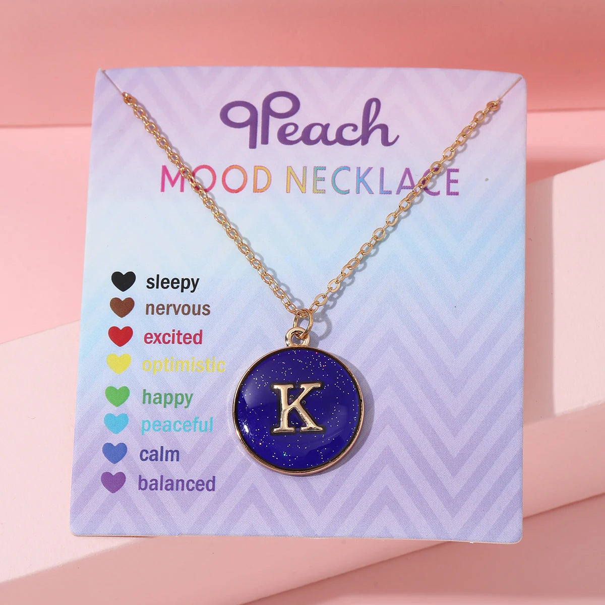Fashionable Temperature-Sensitive Color-Changing 26 Letters Pendant Necklace Zinc Alloy Mood Regulation Chain Jewelry Accessory