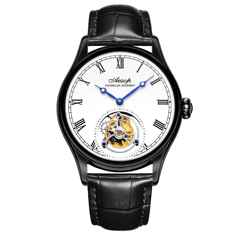 Aesop Real Flying Tourbillon Movement Mechanical Watches Luxury Watch for Men Skeleton Tourbillon Watch Sapphire Official Store