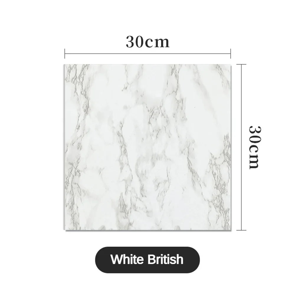10/30/50PCS Thickened Self-adhesive Decor Wall Sticker Marble Tile Floor Sticker PVC Waterproof Toilet Kitchen Home Floor