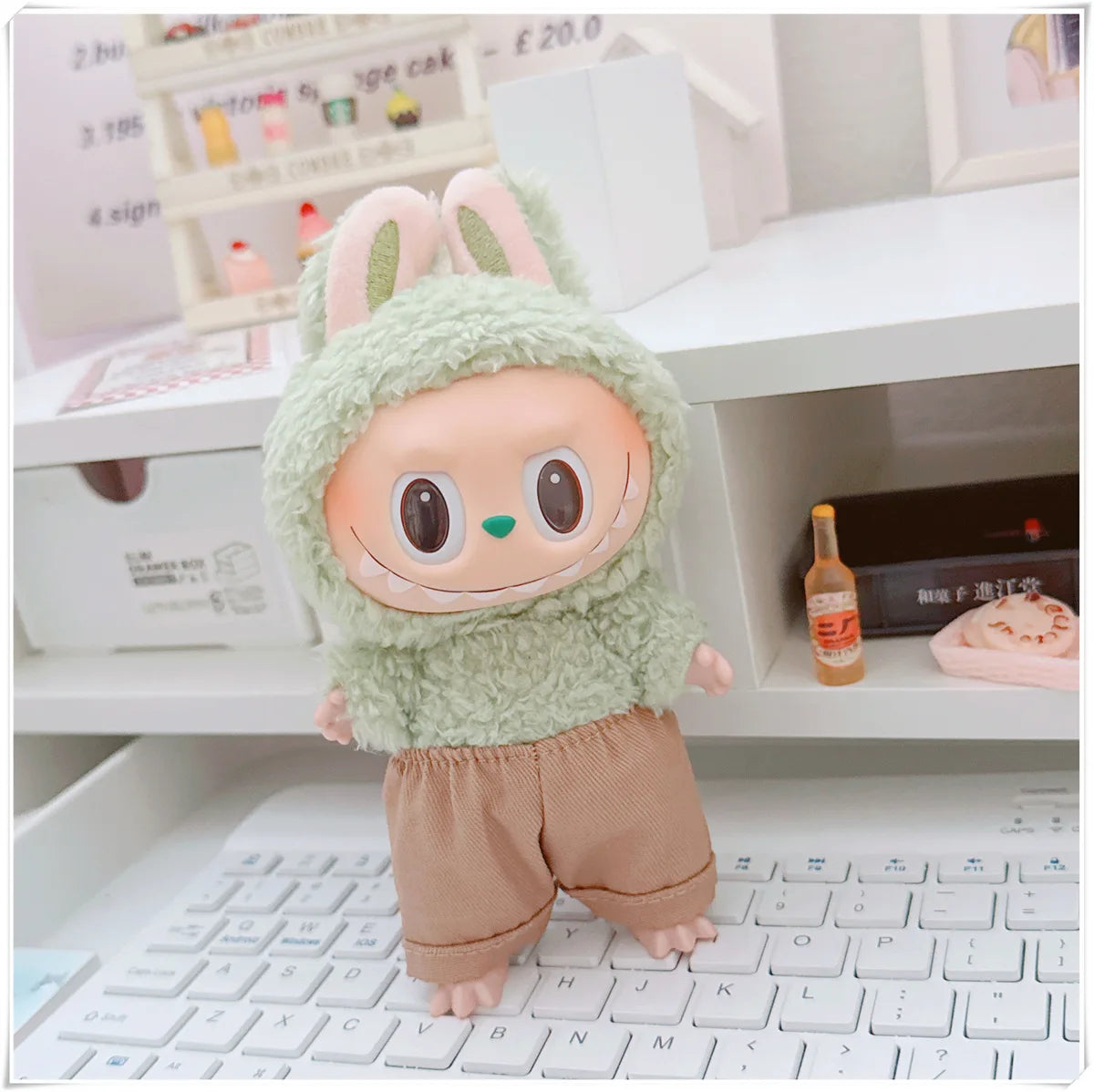 17cm Labubu Bear Casual Jacket Doll Clothes - Cute Plush Outerwear for Pullip Blythe OB11 BJD, Kawaii Teddy Coat