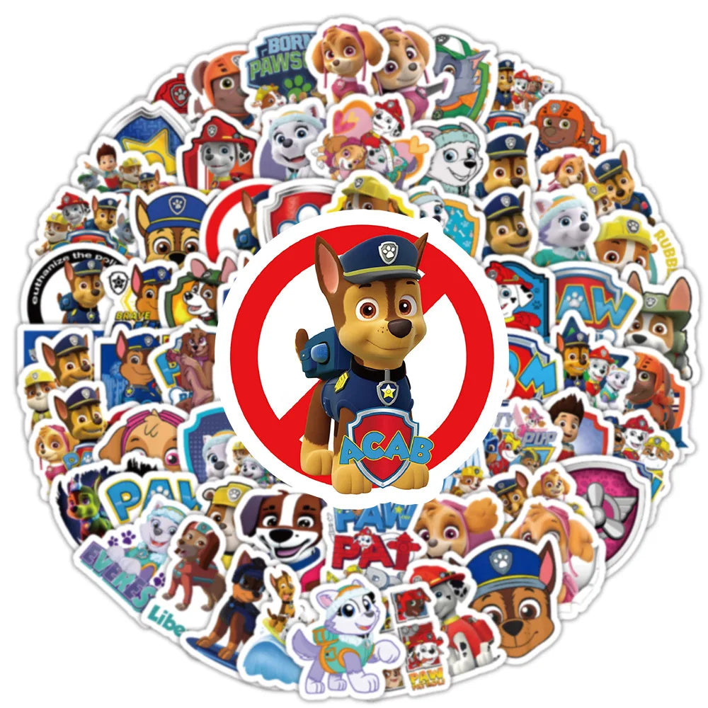 10/50/100PCS Cute Cute PAW Patrol Anime Stickers Decoration DIY Phone Notebook Suitcase Laptop Fridge Graffiti Cartoon Sticker