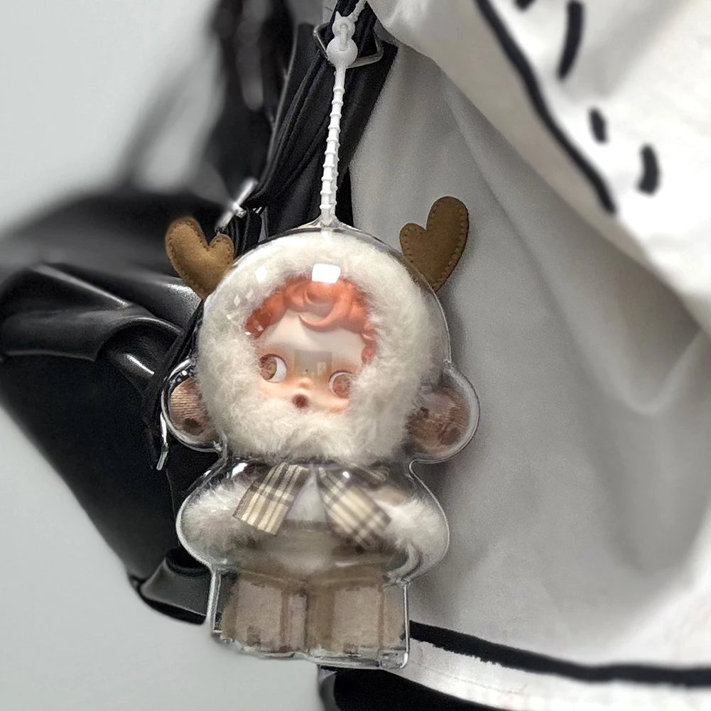 1/2PCS Acrylic Transparent Protective Case Doll Dust Case Storage Case with Strap for Skull Panda Winter Movement for SP Doll