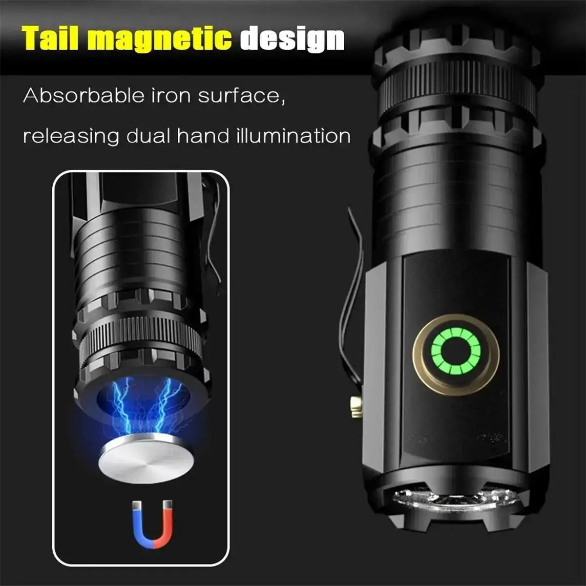 Flashlight With Power Indicator Magnetic Led Flashlights Torches Leb Keychain Waterproof Rechargeable Mini Torch Small With Clip