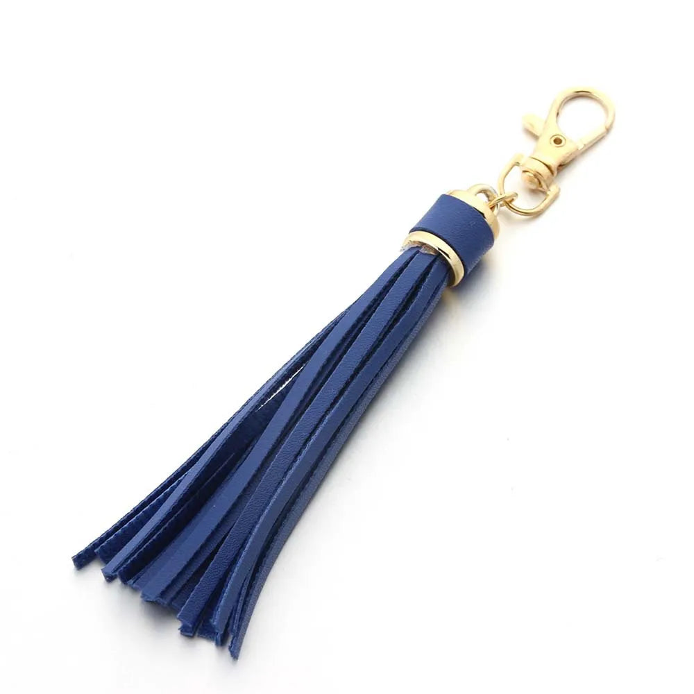 Hot selling copper alloy lobster buckle leather tassel pendant keychain bag accessories for women
