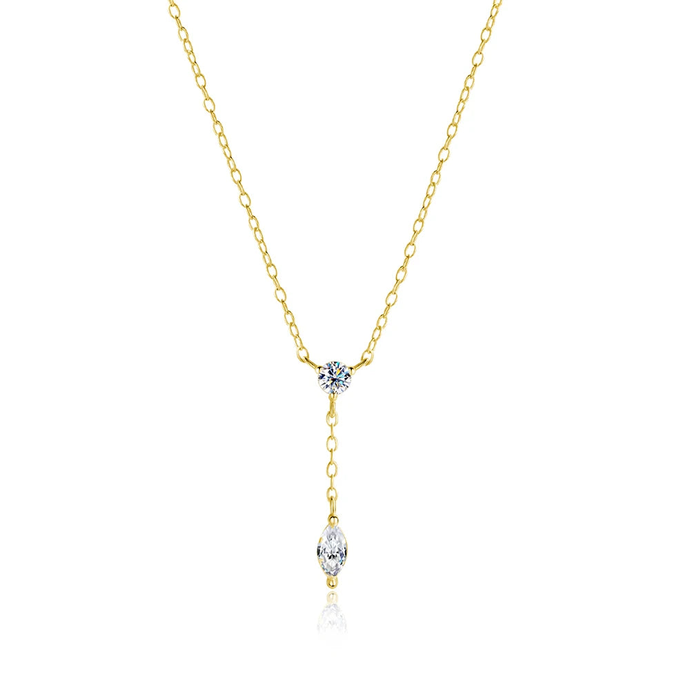 KNOBSPIN Moissanite Necklaces for Women GRA Certified 3x6mm Marquise Cut Gemstone Pendant s925 Sterling Silver Dainty Necklaces