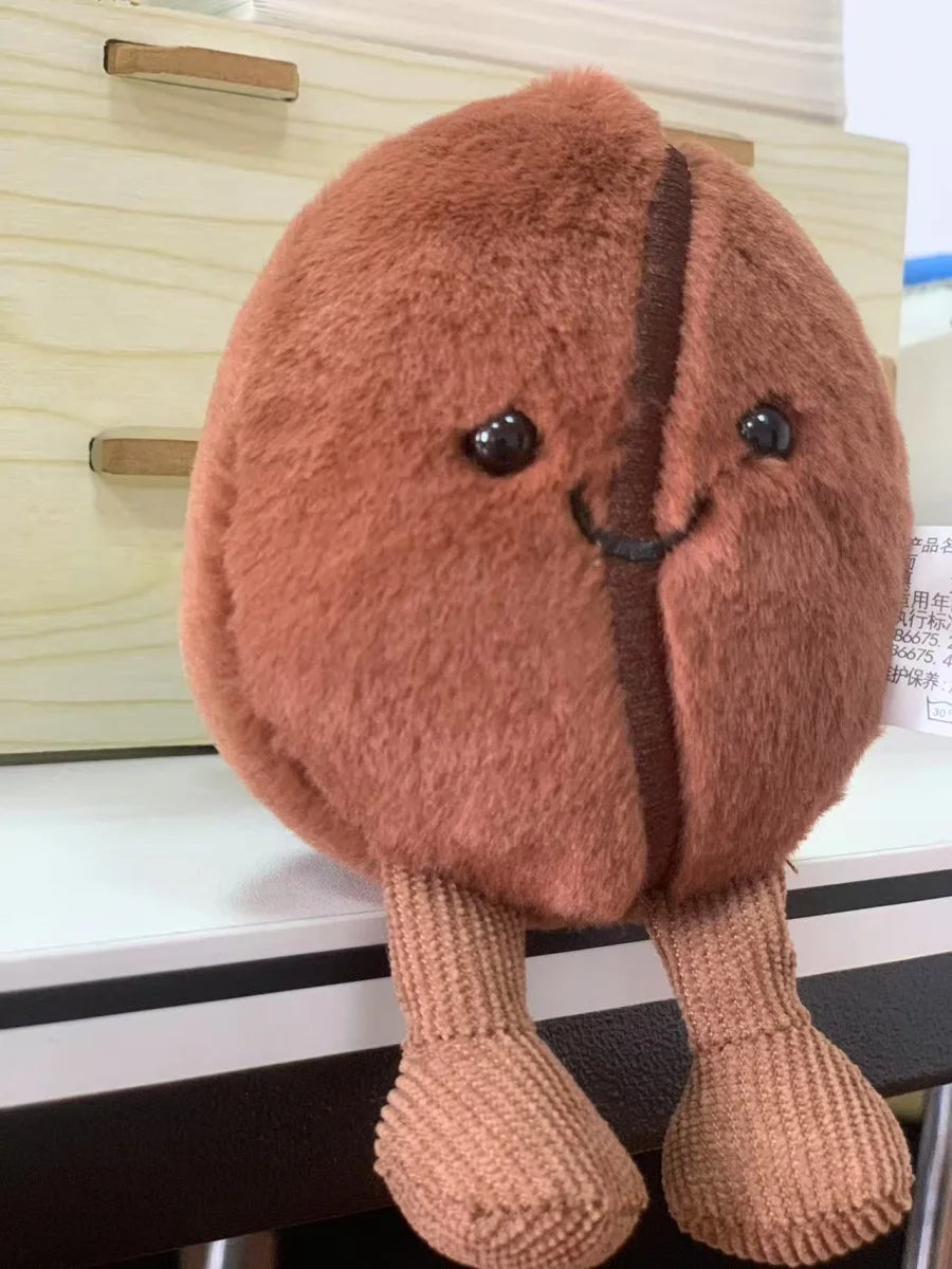 Jellycat Coffee Bean Bag Pendant Cartoon Stuffed Smiling Coffee Food Plushies Cute Key Chain Soft Doll Birthday Gifts Girl