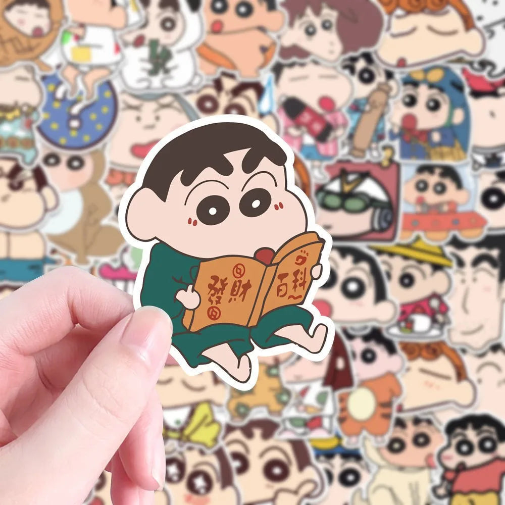 100PCS Cartoon Crayon Shin Chan Stickers Kawaii Anime Decals for Car Laptop Phone Stationery Decor Sticker Kids Toys