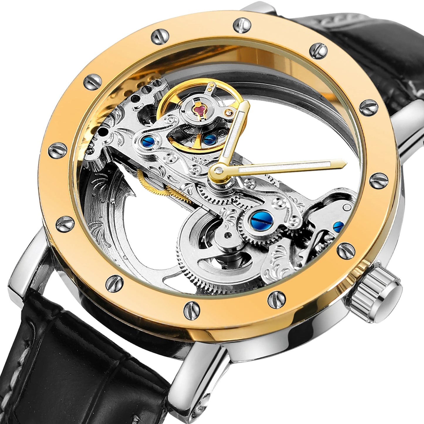 2024 Top Brand Luxury Steel Skeleton Tourbillon Automatic Watch Men Leather Mechanical Waterproof Luminous Elegant Wrist Clock