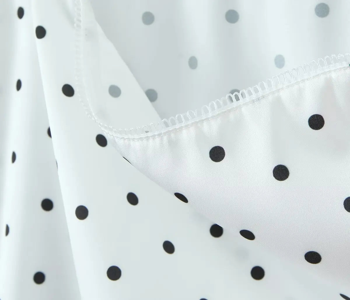 YENKYE 2025 Women Vintage Black White Polka Dot A-line Knee Length Skirt Sexy Low Waist Holiday Summer Skirts