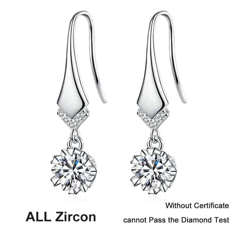 NeeTim 1ct 0.5ct D Color Moissanite Drop Earrings For Women S925 Silver Lab Diamond Engagement Wedding Party Snowflake Earring