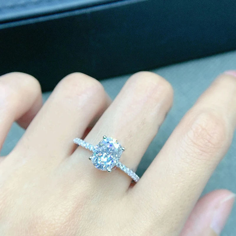 Smyoue Oval Cut 1CT 2CT 3CT D Color Moissanite Rings for Women Lab Diamond Wedding Promise Band S925 Sterling Silver Jewelry