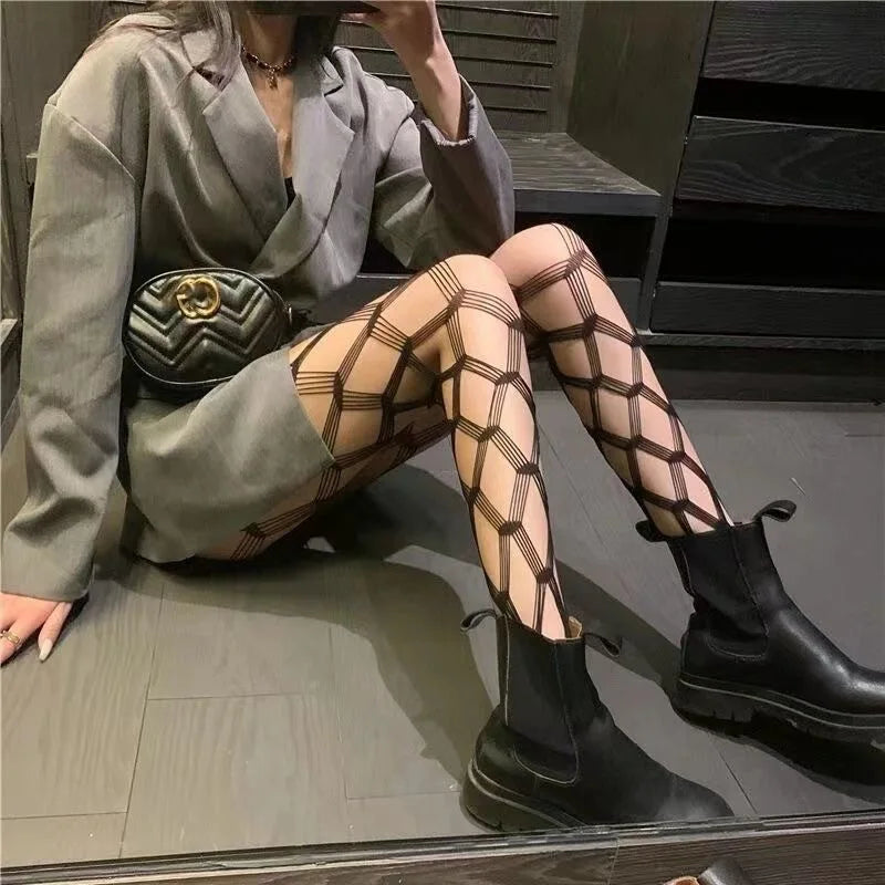 Woman Girls Gothic Cartoon Fishnet Stockings Snake Kuromies Skull Socks Mesh Tights Panties Lolita Plus Size Pantyhose Leggings