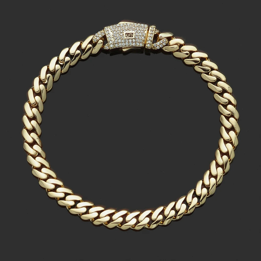 Moissanite Necklace S925 Pure Silver Cuban 14K Gold Plated Hip-hop Jewelry VVS Men's Exquisite Holiday Gift