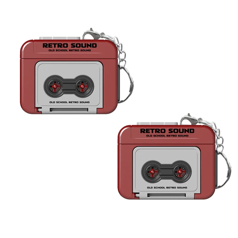 1/2Pcs Retro Recorder Keychain 15S Recorder Cassette Tape Keyring Student Bag Pendant Couple Friends Gift