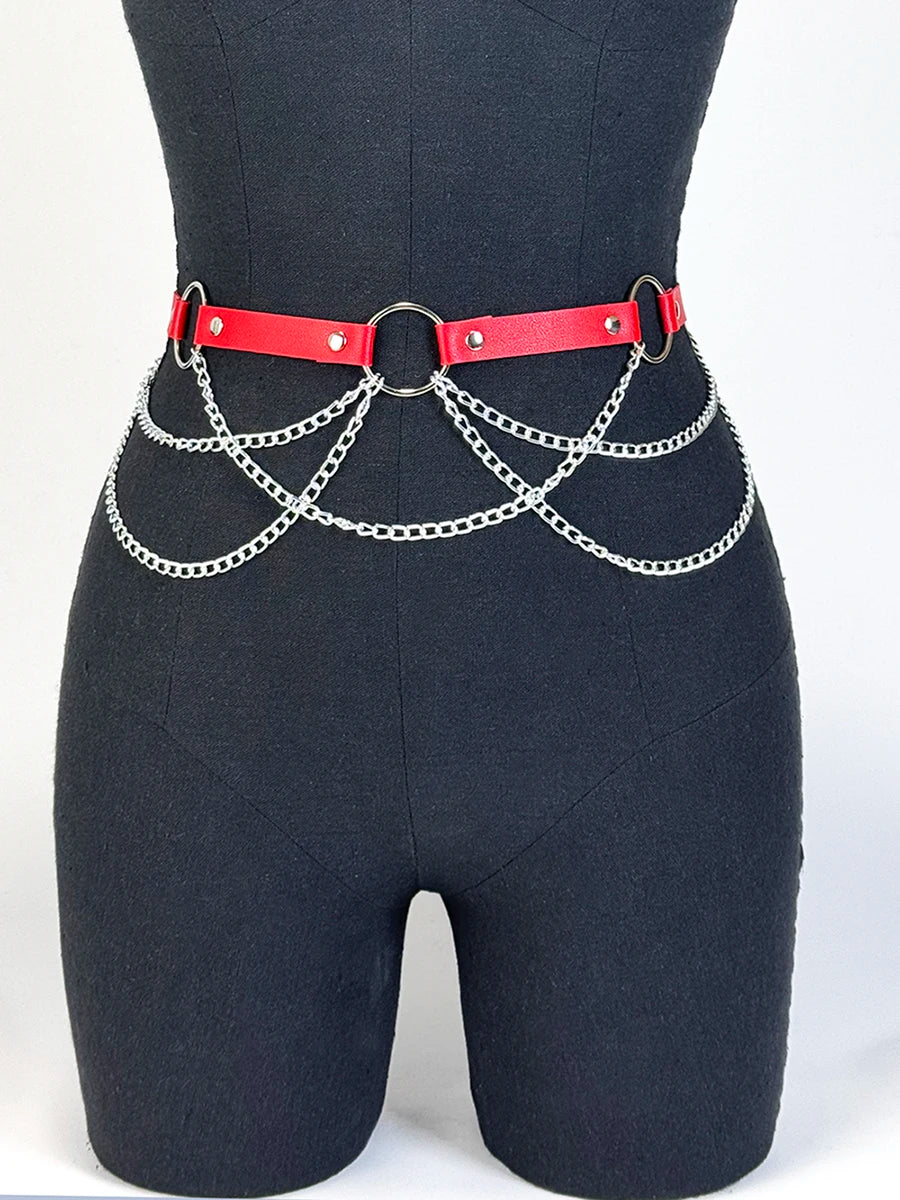  Women Sexy Leather Harness Belt Waist Chain Harness Fashion Waistband Accessory Leisure Punk Gothic Clothing Jewelry Belt