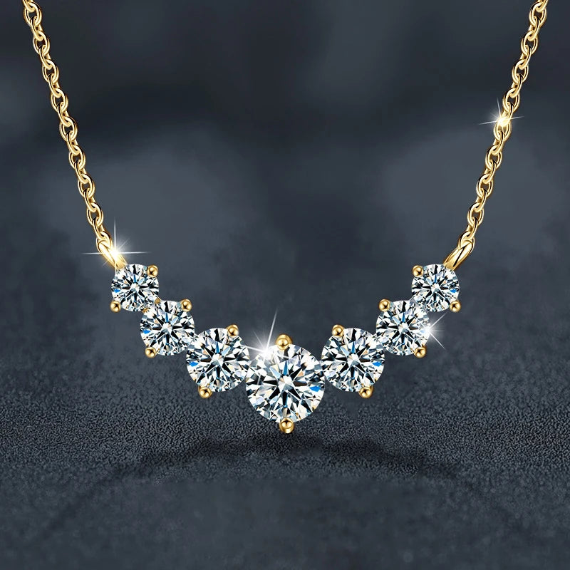 U-Smile Moissanite Necklace D VVS1 for Women D Color Sparkling Lab Diamon Luxury Necklaces 925 Sterling Silver with Certified
