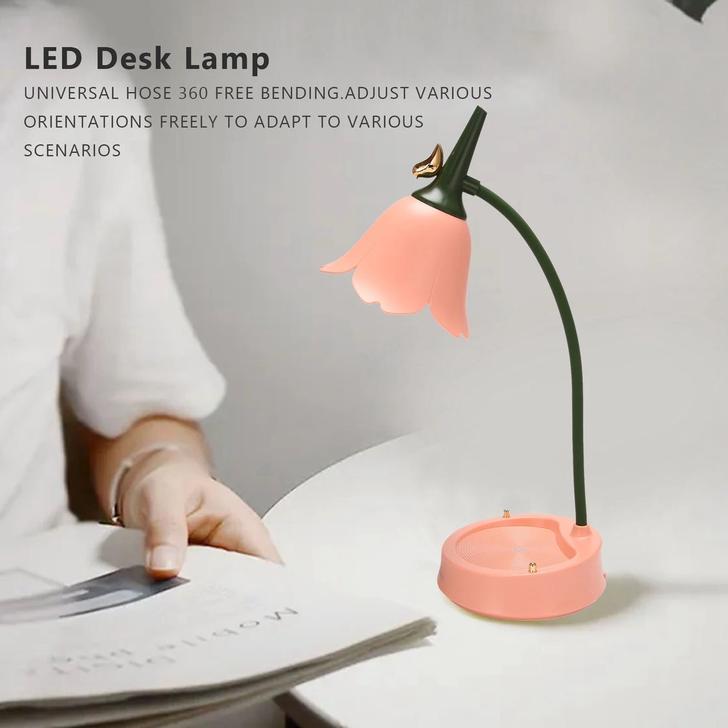 A50I Flower LED Desk Lamp Student Bedroom Lighting Contact Eye Protection USB