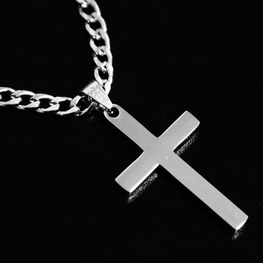 Punk Cross Pendant Link Chain for Men Women S925 Sterling Silver Hip Hop Necklace Gold Silver Fashion Jewelry Gift Waterproof