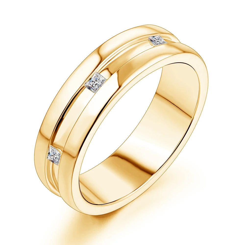 Princess Square Cut D Color Moissanite 18K White Gold Plated Engagement Wedding Band Moissanite Lab Grown Diamond Ring for Women