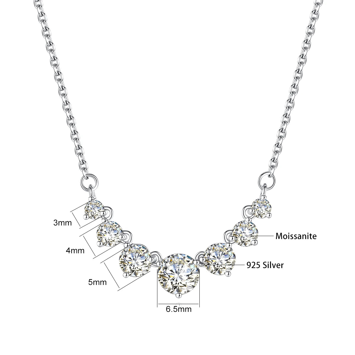 2.8 CTW Lab Grown Diamonds Necklaces for Women Solid 18K Yellow Gold Plated 925 Silver D VS1 Moissanite Clavicle Chain