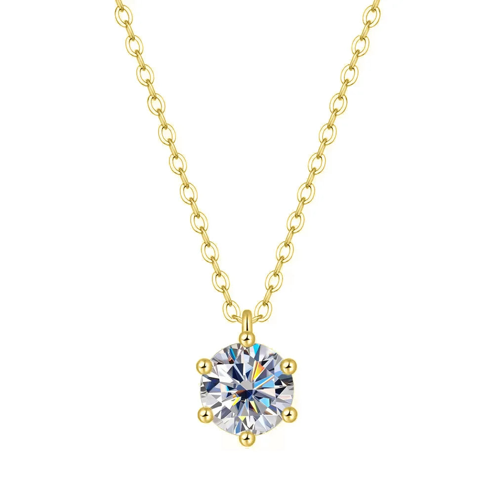 EWYA 1 2 Carat Real Moissanite Pendant Necklace For Women 6 Prong 100% 925 Sterling Silver Wedding Party Bridal Fine Jewelry