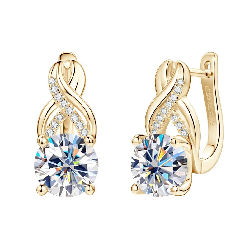 IOGOU Luxury 6.0CTW 8MM VVS1 Moissanite Jewelry Set 925 Silver Infinity Pendant Necklace Drop Hoop Earrings Sets for Women Gifts
