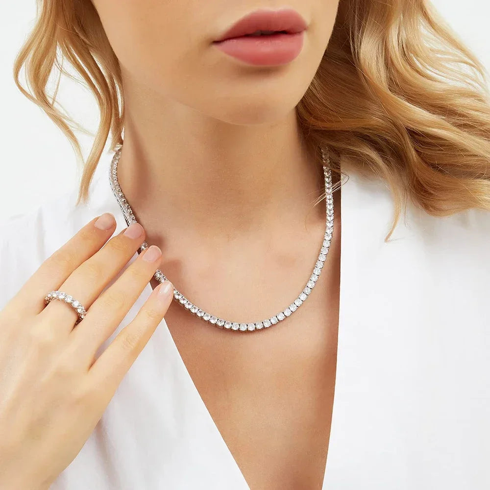 2.5-6.5mm Real Moissanite Tennis Necklace For Women Men D Color Lab Diamond S925 Silver Neck Chain Jewelry With GRA Certificate