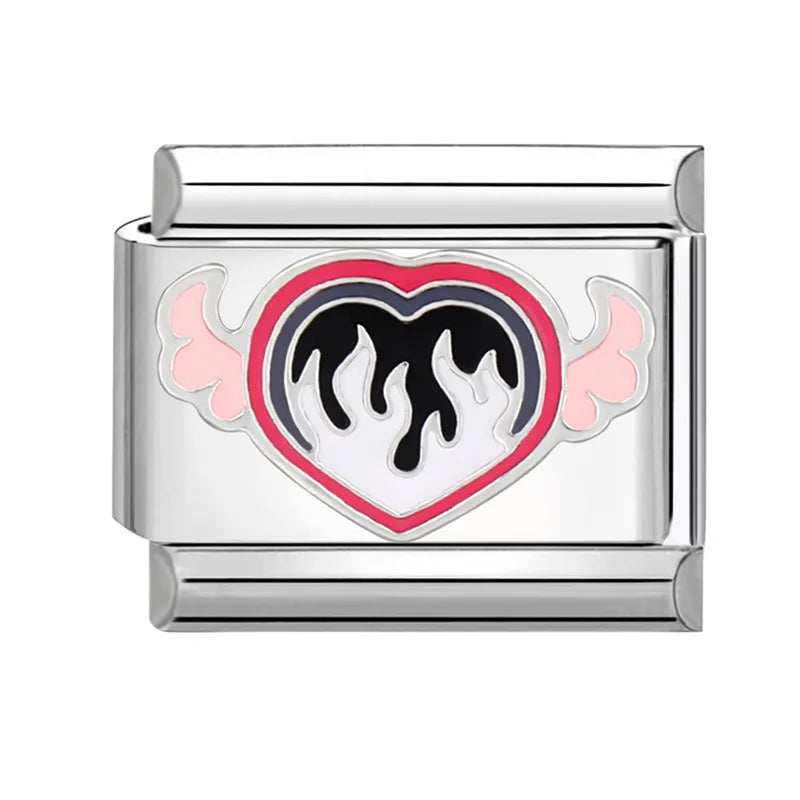 Fashion Charm Bracelet Checkerboard Panda Elephant Charm Italian Links Fit 9mm Bracelet Stainless Steel DIY Making Jewelry