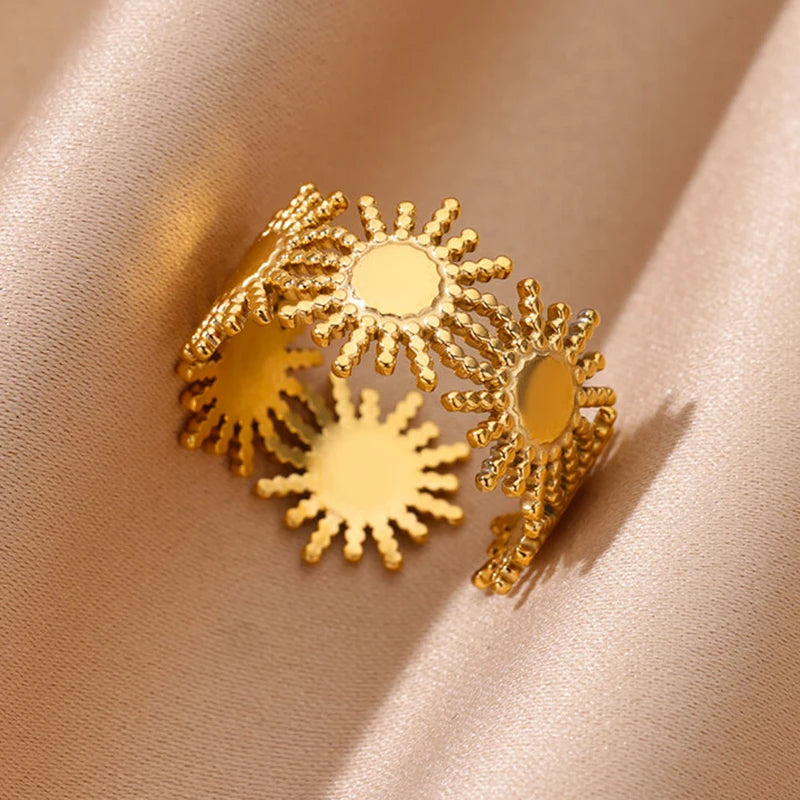 Vintage Ancient Greek Arethusa Goddess Coin Rings For Women Imitation Pearl Zircon Moon Stainless Steel Ring Fashion Jewelry