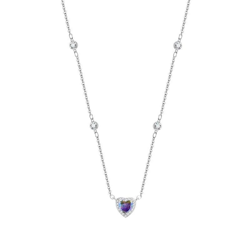 TY 0.8CT Moissanite 925 Sterling Silver Necklace for Women Heart Pendant Necklace D Color Shining Fine Jewelry Lab Diamond