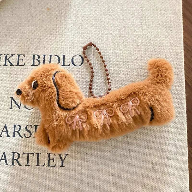Kawaii Dog Dachshund Plush Keychain Cartoon Puppy Stuffed Keyring Cute Key Holder Pendant Bag Hanging Decoration Couple Gift