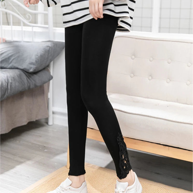 Women Fashion Solid Contrast Lace Skinny Leggings Ultra-Comfortable All-Season Essential for Women Womens Clothing